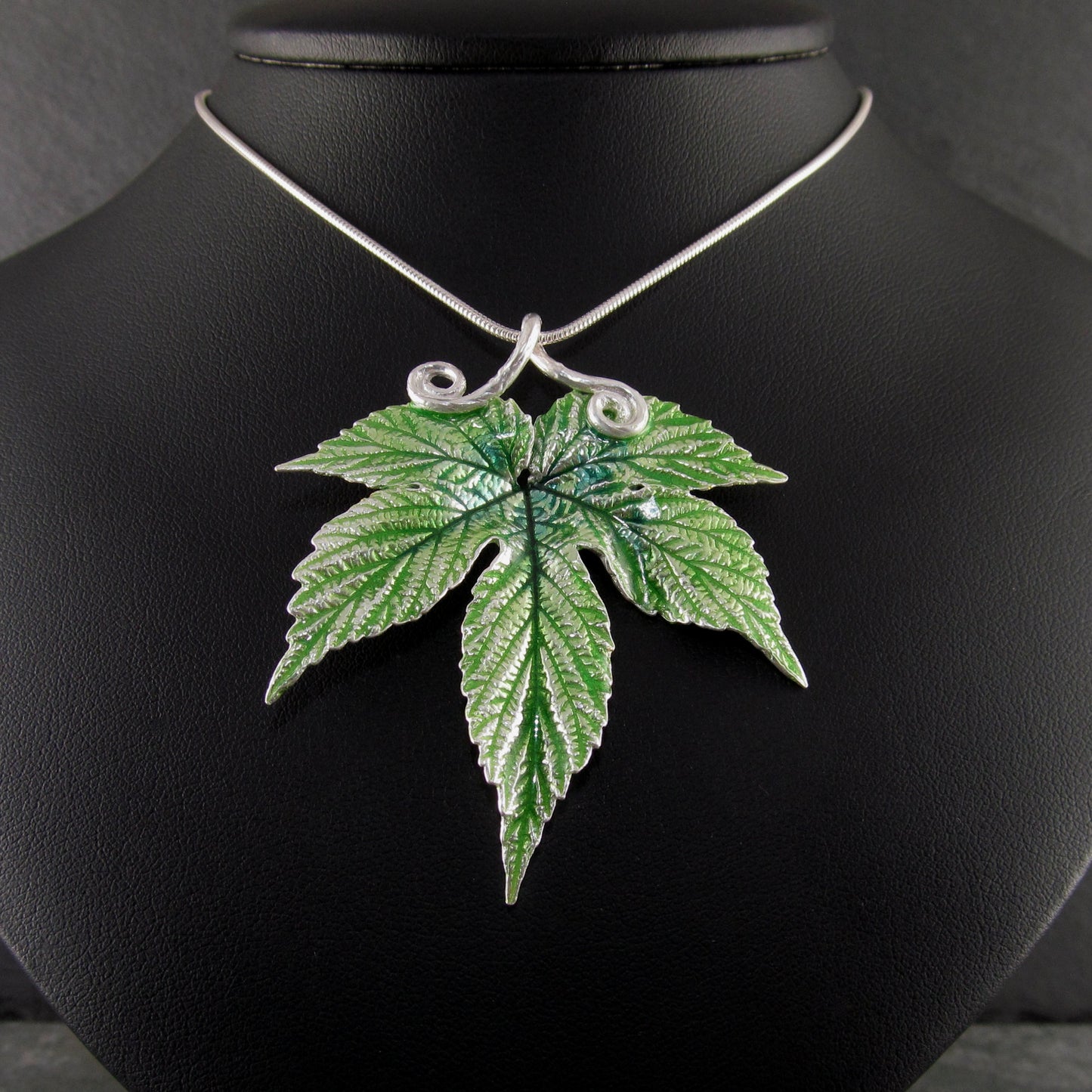Japanese Hop leaf with transparent enamel