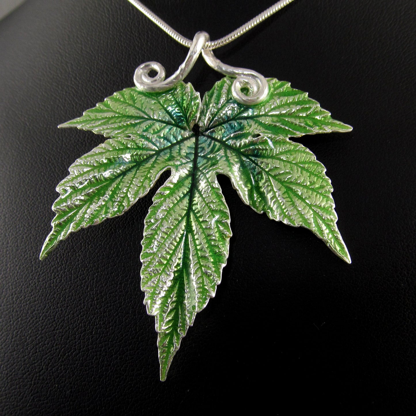 Japanese Hop leaf with transparent enamel
